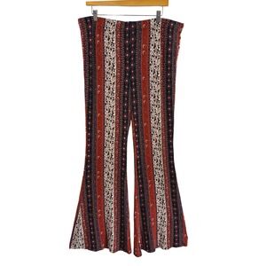 Iris Flare Leg Pants Bell Bottoms Boho Paisley Stripe 70s Festival Plus Size 2X